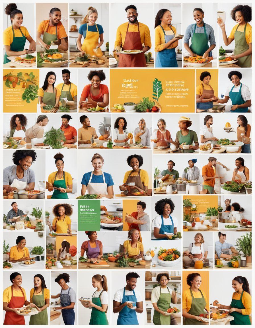 A vibrant collage depicting lifestyle creators engaging with their community, featuring diverse individuals in various activities like cooking, gardening, and hosting workshops. Include social media elements like likes and comments floating around, signifying interaction. Use warm, inviting colors to evoke a sense of connection and community spirit. super-realistic. vibrant colors. white background.